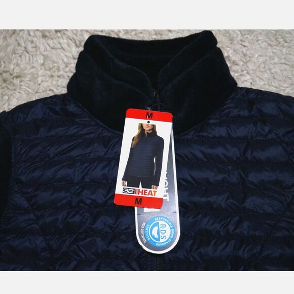 New! 32 Degrees Fleece Puffer Full Zip Navy Blue Size Medium Jacket - Picture 3 of 8